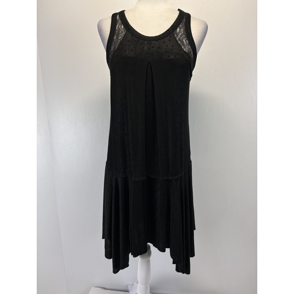 Free People Make It Count Swing Dress XS Black Sleeveless Slinky Lace Whimsigoth